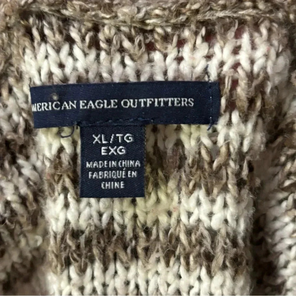 American Eagle Outfitters Brown/Black/White Aztec Open Cardigan Sweater XL - Picture 7 of 9